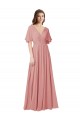 Flutter Sleeves Plunging V-Neck Boho Chiffon Bridesmaid Dress Brisbane