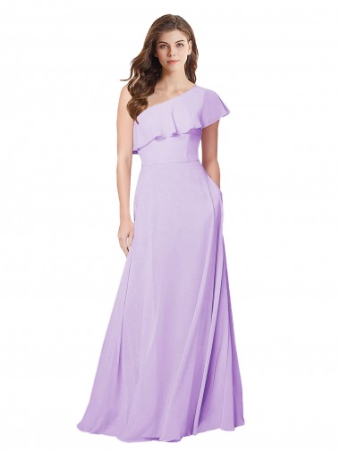 Draped One Shoulder Long Chiffon Bridesmaid Dress  Brisbane