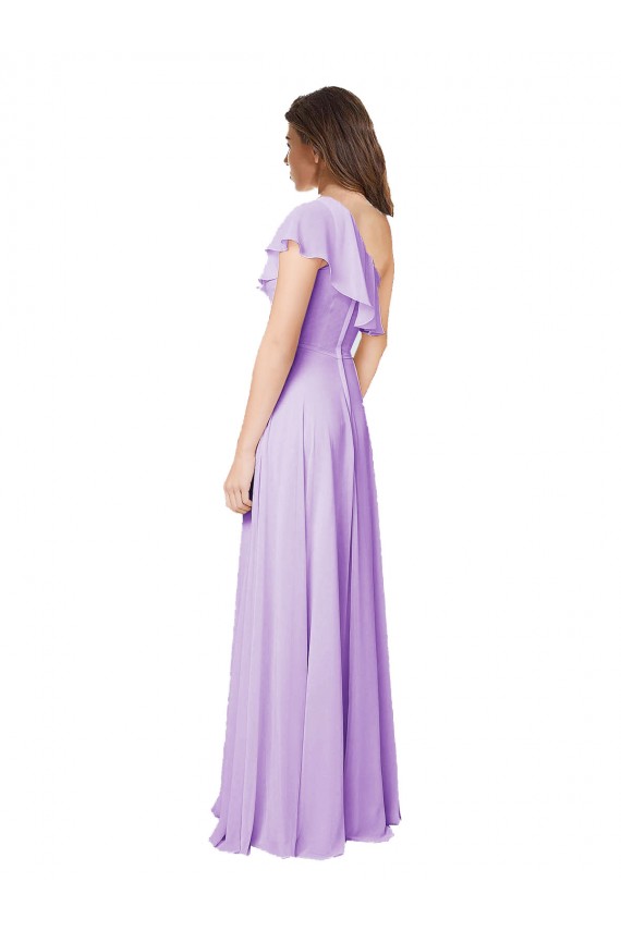 Draped One Shoulder Long Chiffon Bridesmaid Dress  Brisbane