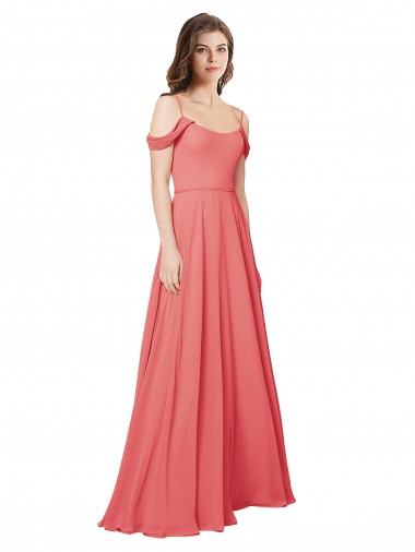 Draped Off the Shoulder Straps Chiffon Bridesmaid Dress Brisbane