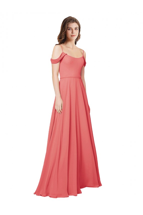 Draped Off the Shoulder Straps Chiffon Bridesmaid Dress Brisbane