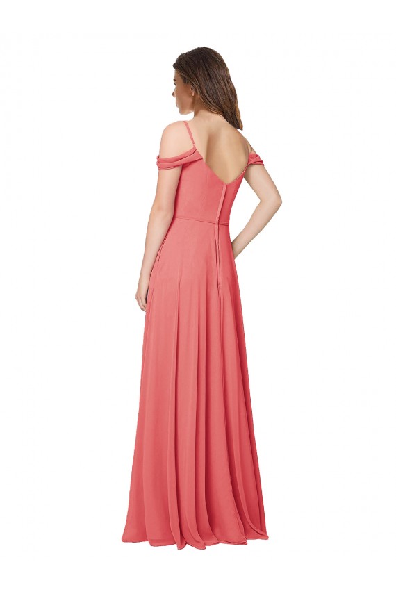 Draped Off the Shoulder Straps Chiffon Bridesmaid Dress Brisbane
