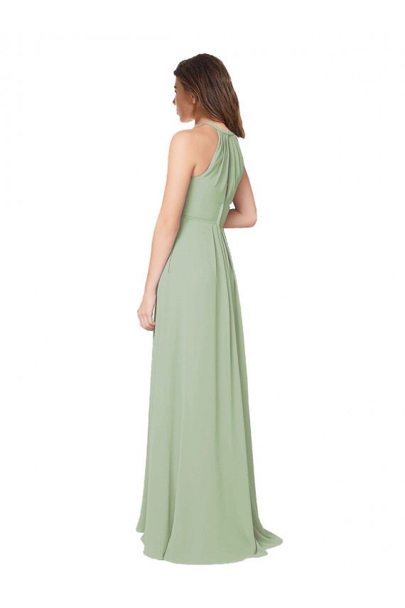 High Halter Neck Keyhole Chiffon Bridesmaid Dress Brisbane