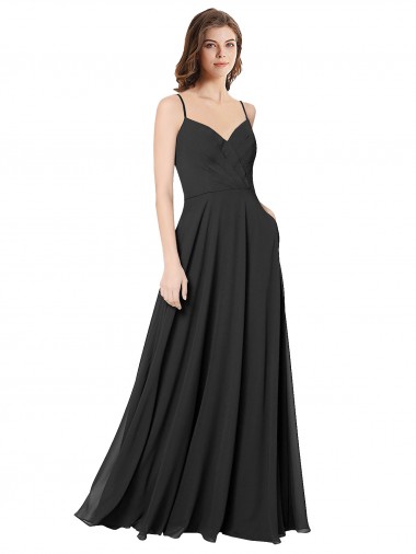 Cowl Back Spaghetti Straps Long Chiffon Bridesmaid Dress  Brisbane