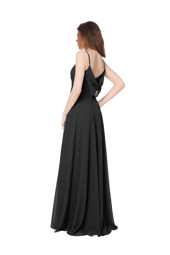 Cowl Back Spaghetti Straps Long Chiffon Bridesmaid Dress  Brisbane