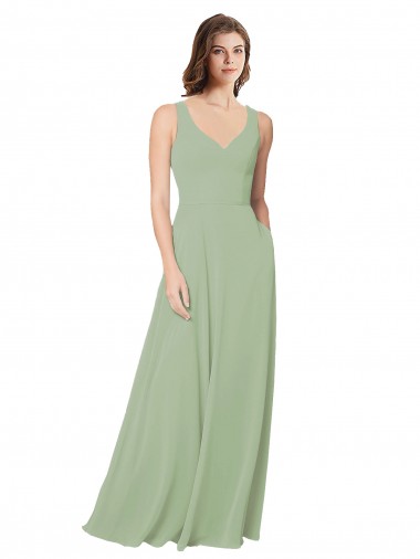 A-Line Open Back Chiffon Bridesmaid Dress with Pockets Brisbane