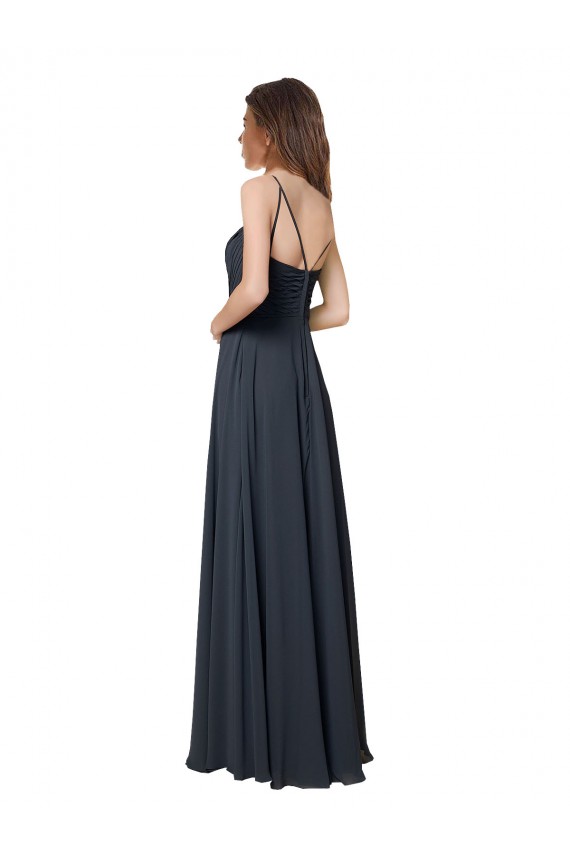 Crossover Bodice Long Chiffon Bridesmaid Dress with Double Back Straps Brisbane