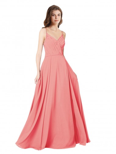 Crossover Bodice Long Chiffon Bridesmaid Dress with Double Back Straps Brisbane