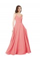 Crossover Bodice Long Chiffon Bridesmaid Dress with Double Back Straps Brisbane