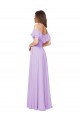 Ruffled Off the Shoulder Long Chiffon Bridesmaid Dress with Slit Brisbane