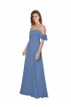 Flutter Sleeves Scoop Neck Off the Shoulder Long Chiffon Bridesmaid Dress Brisbane