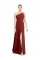 Fit and Flare One Shoulder Long Chiffon Bridesmaid Dress with High Slit Brisbane