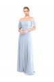 Off the Shoulder Flutter Sleeves Long Chiffon Bridesmaid Dress Brisbane