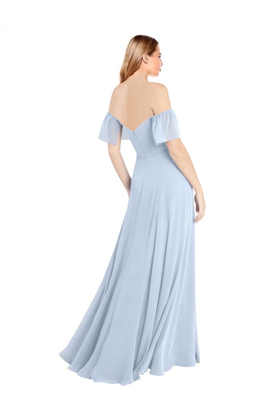 Off the Shoulder Flutter Sleeves Long Chiffon Bridesmaid Dress Brisbane