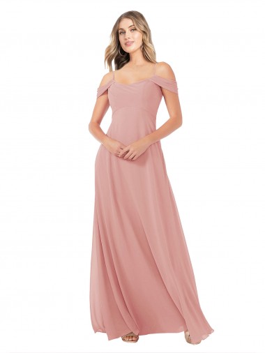 Draped Shoulder Sash Back Chiffon Bridesmaid Dress Brisbane