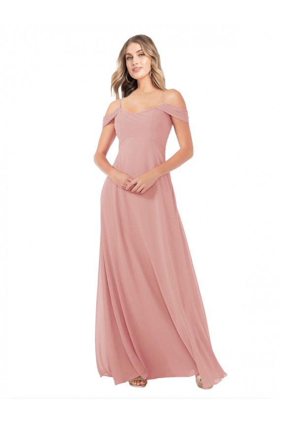 Draped Shoulder Sash Back Chiffon Bridesmaid Dress Brisbane