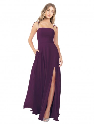 Chiffon Bridesmaid Dress with Front Slit and Keyhole Back Brisbane
