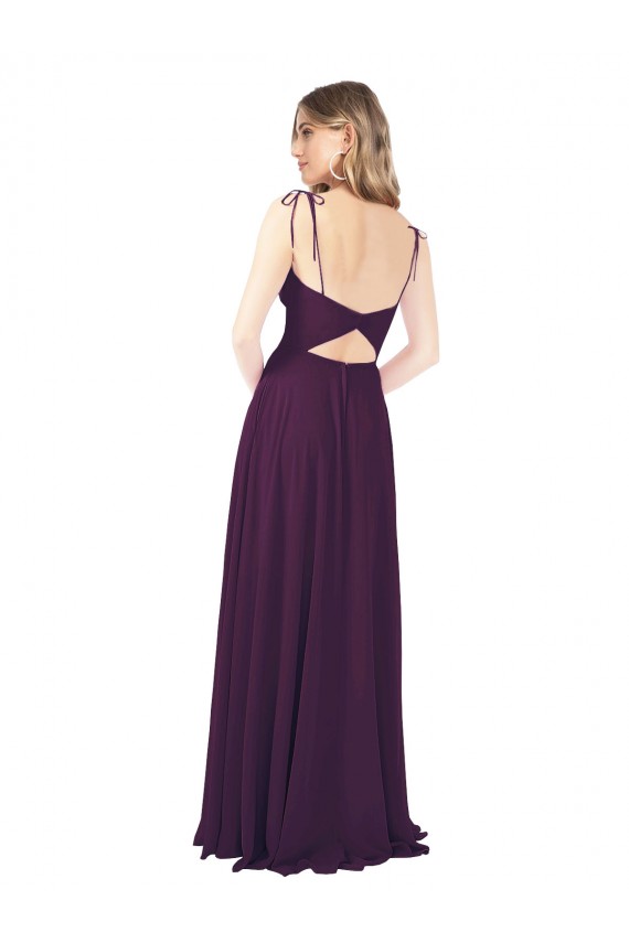 Chiffon Bridesmaid Dress with Front Slit and Keyhole Back Brisbane