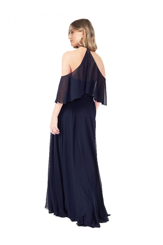 Halter Neck Cold Shoulder Flutter Sleeves Bridesmaid Dress Brisbane