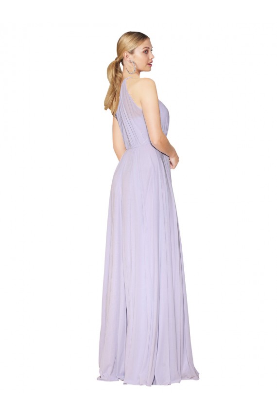 High Neck Halter Shirred Chiffon Bridesmaid Dress / Formal Prom Dress Brisbane