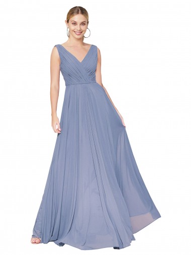 Floor Length High Neck V-Back Chiffon Bridesmaid Dress / Formal Prom Dress Brisbane