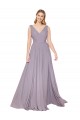 Draped Floor Length High Neck V-Back Chiffon Bridesmaid Dress / Formal Prom Dress with Shirred Bodice Brisbane