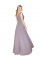 Draped Floor Length High Neck V-Back Chiffon Bridesmaid Dress / Formal Prom Dress with Shirred Bodice Brisbane