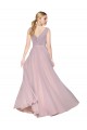 Draped V-Neck Long Chiffon Bridesmaid Dress / Formal Prom Dress with Shirred Bodice Brisbane