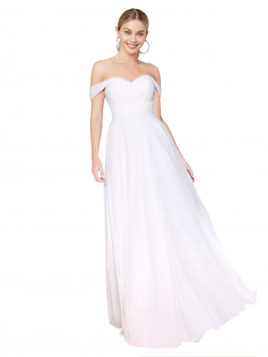 Off the Shoulder Long Full Length Chiffon Bridesmaid Dress / Formal Prom Dress Brisbane