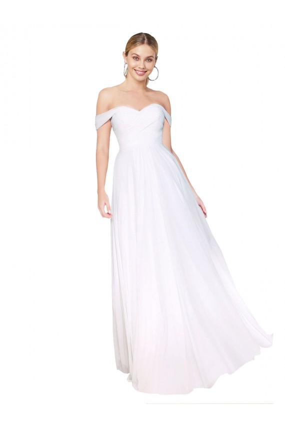 Off the Shoulder Long Full Length Chiffon Bridesmaid Dress / Formal Prom Dress Brisbane