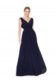 Draped Long V-Neck Floor Length Chiffon Bridesmaid Dress / Formal Prom Dress Brisbane