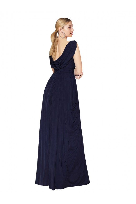 Draped Long V-Neck Floor Length Chiffon Bridesmaid Dress / Formal Prom Dress Brisbane