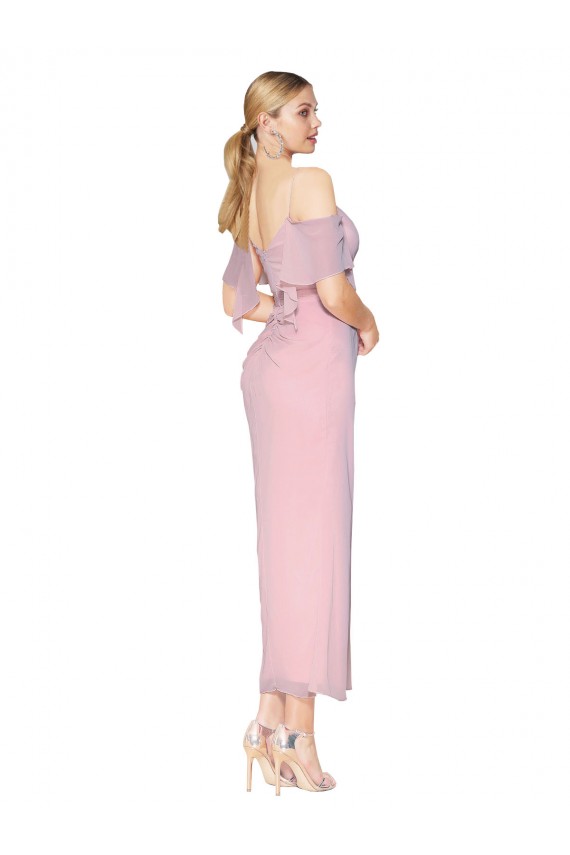 Mermaid Cold Shoulder Short Knee Length Chiffon Bridesmaid Dress / Formal Prom Dress Brisbane
