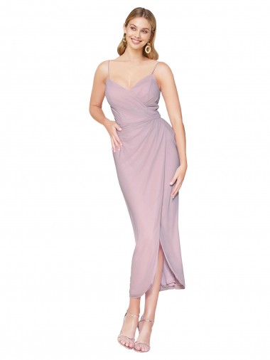 Short Knee Length Chiffon Wrap Bridesmaid Dress / Cocktail Prom Dress with Straps Brisbane