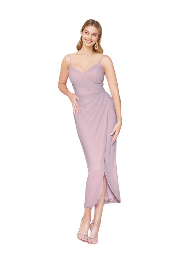 Short Knee Length Chiffon Wrap Bridesmaid Dress / Cocktail Prom Dress with Straps Brisbane