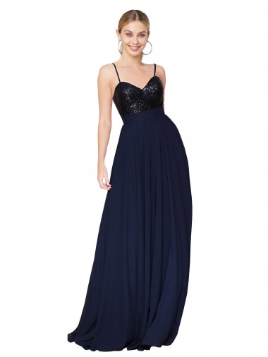 Sweetheart High Neck Sequin Top Long Chiffon Bridesmaid Dress / Prom Dress Brisbane