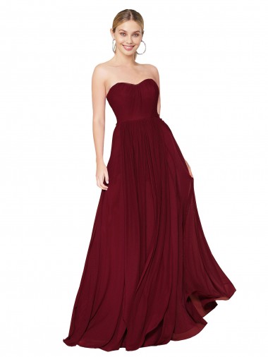 Draped Strapless Long A-Line Chiffon Bridesmaid Dress / Formal Prom Dress Brisbane