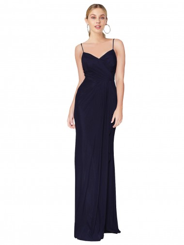Draped Spaghetti Straps Long Chiffon Mermaid Bridesmaid Dress / Formal Prom Dress Brisbane