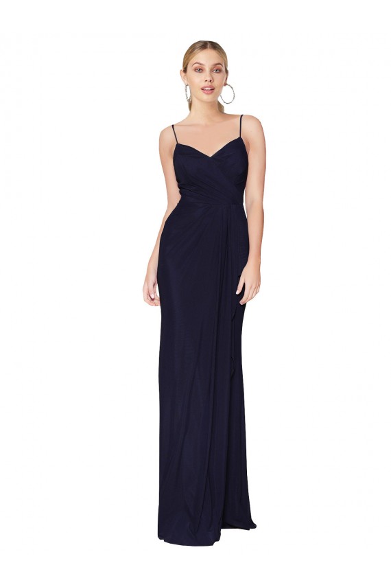 Draped Spaghetti Straps Long Chiffon Mermaid Bridesmaid Dress / Formal Prom Dress Brisbane