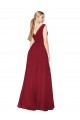 Draped Mermaid Long V-Neck Chiffon Bridesmaid Dress / Formal Prom Dress with High Slit Brisbane