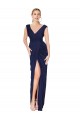 Draped V-Neck Long Chiffon Bridesmaid Dress / Formal Prom Dress with Front Slit Brisbane