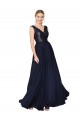 High Neck V-Neck Long Chiffon Bridesmaid Dress / Prom Dress with Sequin Top Brisbane