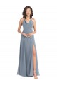 Slim A-Line Cowl Neck Long Chiffon Bridesmaid Dress with Side High Slit Brisbane