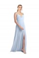 Draped Cowl Neck Tied Straps Long Chiffon Bridesmaid Dress with Slit Brisbane