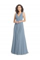 Faux Surplice Bodice Long Chiffon Bridesmaid Dress with V-Neckline Brisbane
