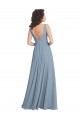 Faux Surplice Bodice Long Chiffon Bridesmaid Dress with V-Neckline Brisbane