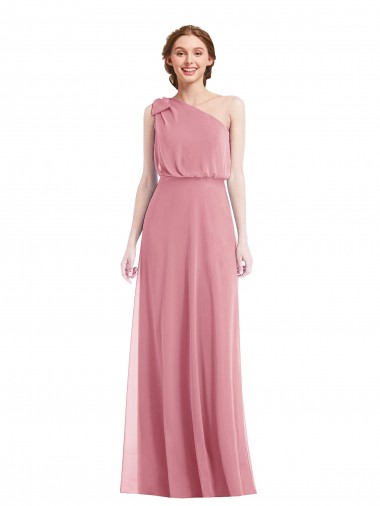 One Shoulder Bow Blouson Bodice Maxi Bridesmaid Dress Brisbane