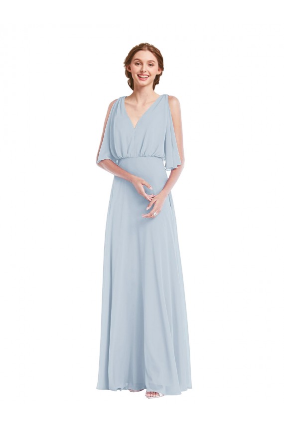 V-Neck Split Sleeves Blouson Bodice Maxi Bridesmaid Dress Brisbane