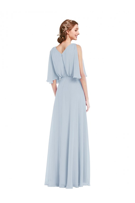 V-Neck Split Sleeves Blouson Bodice Maxi Bridesmaid Dress Brisbane