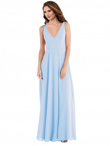 Deep V-Neck Chiffon Maxi Bridesmaid Dress Brisbane